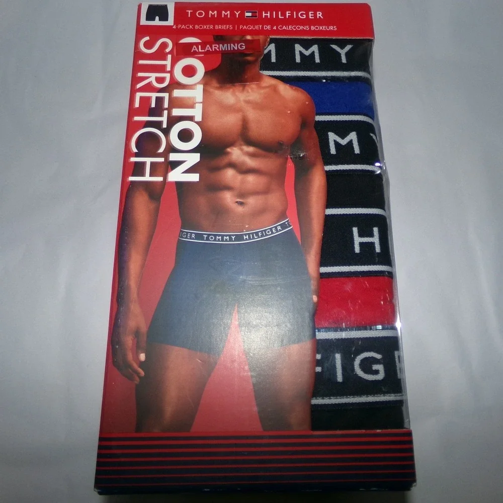 MENS TOMMY HILFIGER LRG 36-38 COTTON 4 PACK BOXER BRIEFS UNDERWEAR NIP